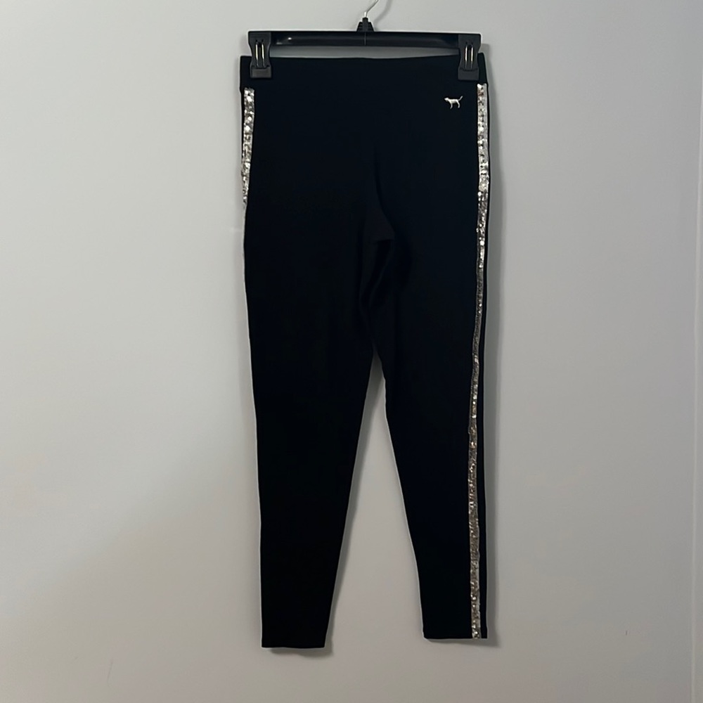 Pink Victoria Secret Leggings With Sequin Down The Side